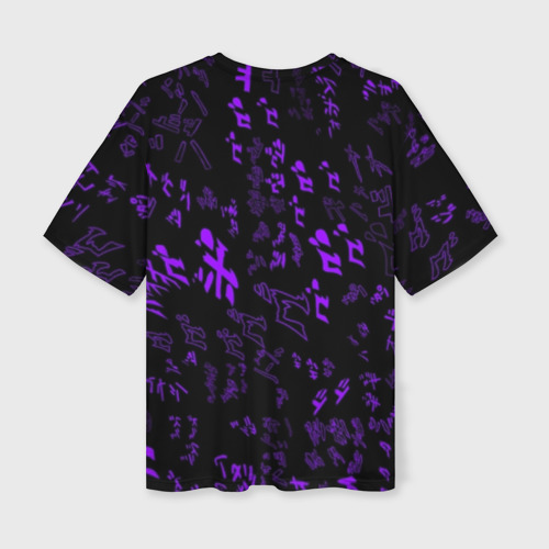 Женская футболка oversize 3D [JJBA] Menacing Pattern purple, цвет 3D печать - фото 2