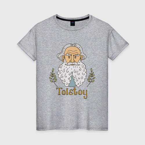Женская футболка хлопок Лев Николаевич Толстой, цвет меланж