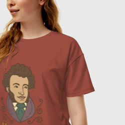 Женская футболка хлопок Oversize А.  С. Пушкин - фото 2