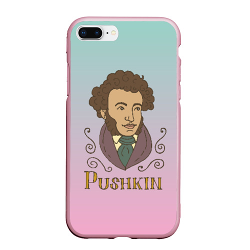 Чехол для iPhone 7Plus/8 Plus матовый А.С.Пушкин, цвет розовый