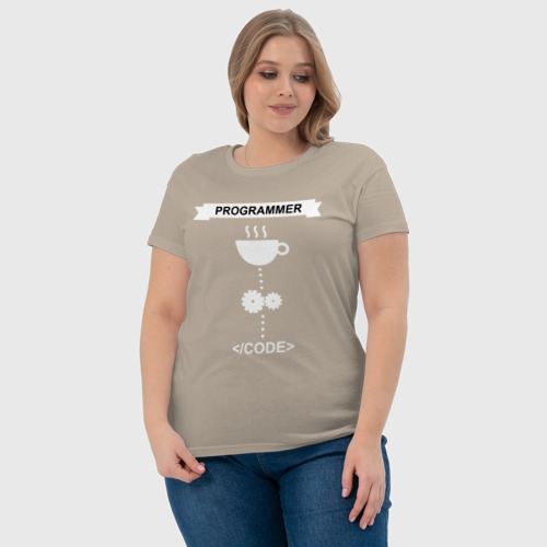 Женская футболка хлопок Программист, цвет миндальный - фото 6