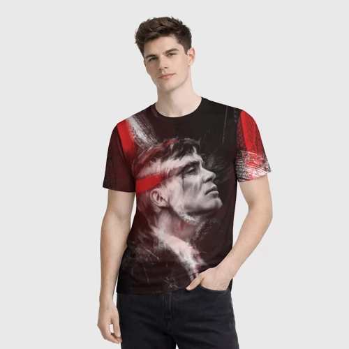Мужская футболка 3D с принтом Peaky Blinders Thomas Shelby, фото на моделе #1