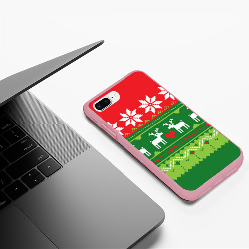 Чехол для iPhone 7Plus/8 Plus матовый с принтом Скандинавские новогодние олени, фото #5