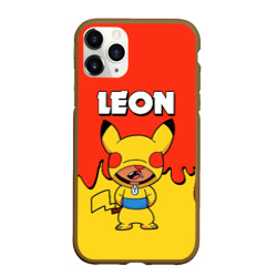Чехол для iPhone 11 Pro Max матовый Brawl Stars Leon Pikachu