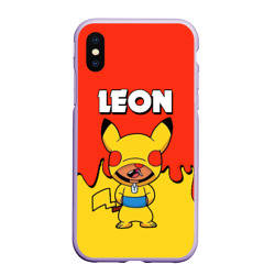 Чехол для iPhone XS Max матовый Brawl Stars Leon Pikachu