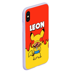 Чехол для iPhone XS Max матовый Brawl Stars Leon Pikachu - фото 2