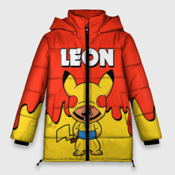 Женская зимняя куртка Oversize Brawl Stars Leon Pikachu