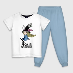 Детская пижама с белой футболкой Алиса в стране чудес