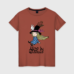 Женская футболка хлопок Алиса в стране чудес