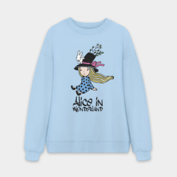 Мужской свитшот oversize без начеса хлопок Алиса в стране чудес