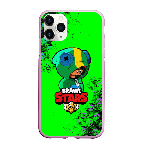 Чехол для iPhone 11 Pro матовый Brawl Stars Leon, цвет розовый