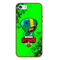 Чехол для iPhone 5/5S матовый Brawl Stars Leon