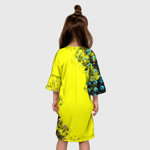 Детское платье 3D с принтом Brawl Stars LEON, вид сзади #2