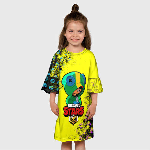 Детское платье 3D с принтом Brawl Stars LEON, вид сбоку #3