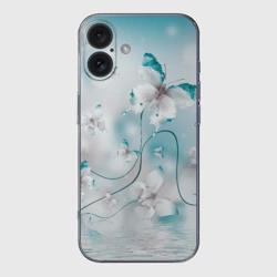 Чехол для iPhone 16 силиконовый с защитой камеры Бабочки