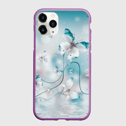 Чехол для iPhone 11 Pro матовый Бабочки