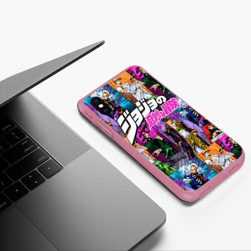 Чехол для iPhone XS Max матовый ДжоДжо все Герои, цвет малиновый - фото 5