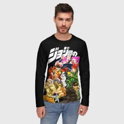 Мужской лонгслив 3D JoJo Герои на черном - фото 2