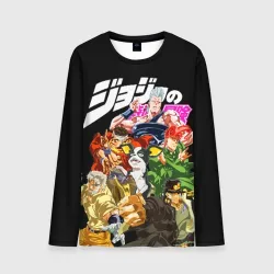 Мужской лонгслив 3D JoJo Герои на черном