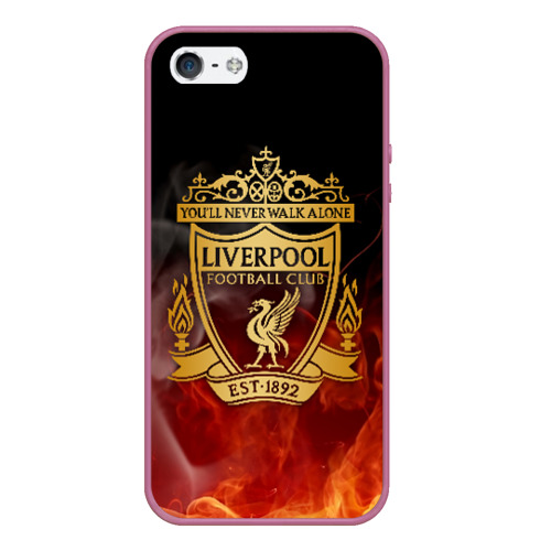 Чехол для iPhone 5/5S матовый Liverpool Ливерпуль, цвет розовый