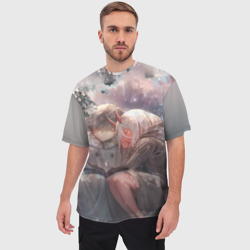 Мужская футболка oversize 3D Ноль два и Хиро вместе - фото 2