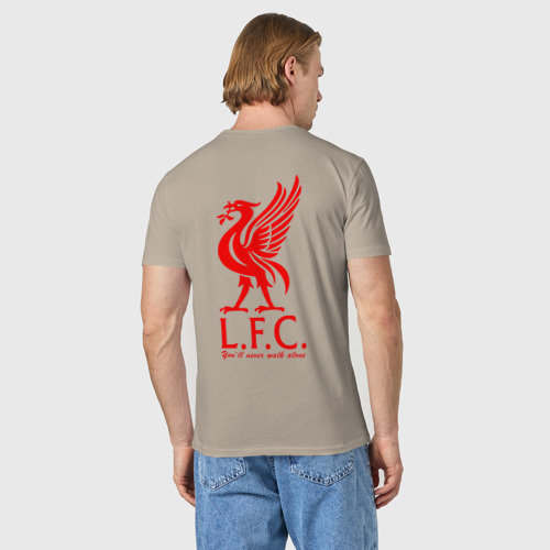 Мужская футболка хлопок Liverpool на спине, цвет миндальный - фото 4