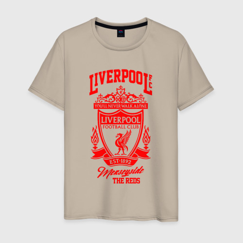 Мужская футболка хлопок Liverpool на спине, цвет миндальный