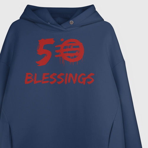 Женское худи Oversize хлопок 50 Blessings, цвет темно-синий - фото 3