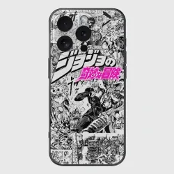 Чехол для iPhone 16 Pro силиконовый с защитой камеры Чернобелый комикс ДжоДжо