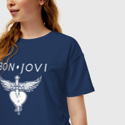 Женская футболка хлопок Oversize Bon Jovi - фото 2