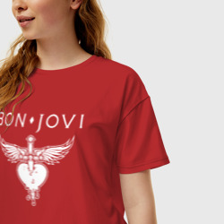 Женская футболка хлопок Oversize Bon Jovi - фото 2