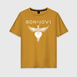Bon Jovi – Женская футболка хлопок Oversize с принтом купить со скидкой в -16%