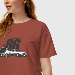 Женская футболка хлопок Oversize AE86 - фото 2