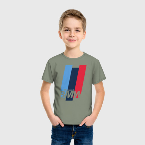 Детская футболка хлопок BMW motosport, цвет авокадо - фото 3