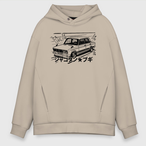 Мужское худи Oversize хлопок Bosozoku Taz, цвет миндальный