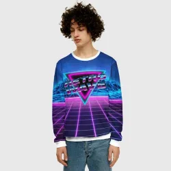 Мужской свитшот 3D Synthwave Retrowave - фото 2