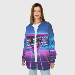 Женская рубашка oversize 3D Synthwave Retrowave - фото 2