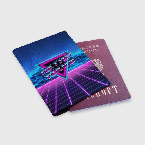 Обложка для паспорта матовая кожа Synthwave Retrowave, цвет черный - фото 3