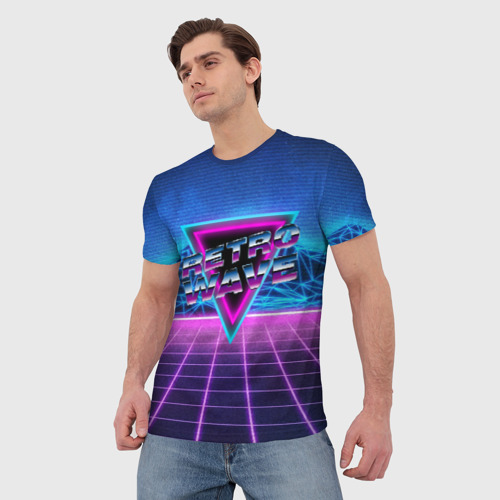 Мужская футболка 3D Synthwave Retrowave, цвет 3D печать - фото 3