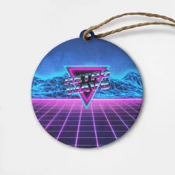 Деревянная игрушка круг Synthwave Retrowave