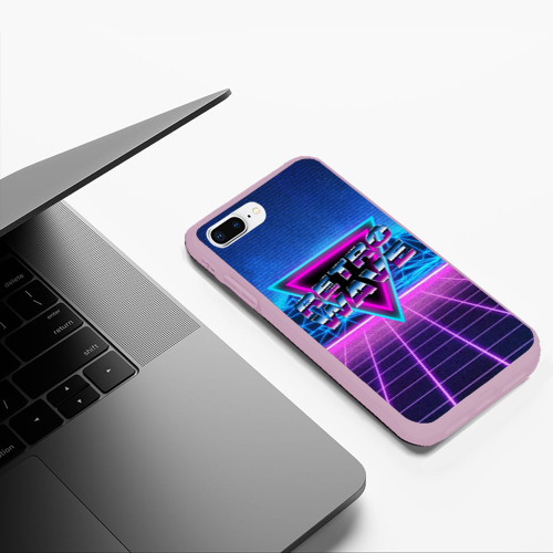 Чехол для iPhone 7Plus/8 Plus матовый Synthwave Retrowave, цвет розовый - фото 5