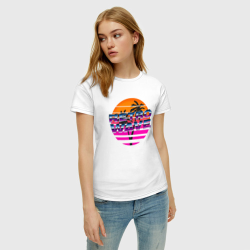 Женская футболка хлопок Retrowave, цвет белый - фото 3