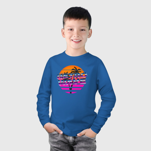 Детский лонгслив хлопок с принтом RETROWAVE, фото на моделе #1
