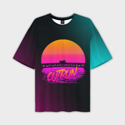 Мужская футболка oversize 3D Outrun Retrowave