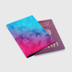 Обложка для паспорта матовая кожа Неоновые пальмы neon - фото 2