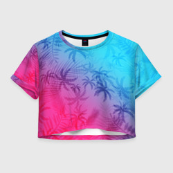 Женская футболка Crop-top 3D Неоновые пальмы neon