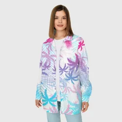 Женская рубашка oversize 3D Неоновые пальмы - фото 2