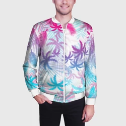 Мужской бомбер 3D Неоновые пальмы - фото 2