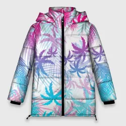 Женская зимняя куртка Oversize Неоновые пальмы