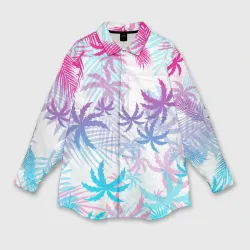 Женская рубашка oversize 3D Неоновые пальмы